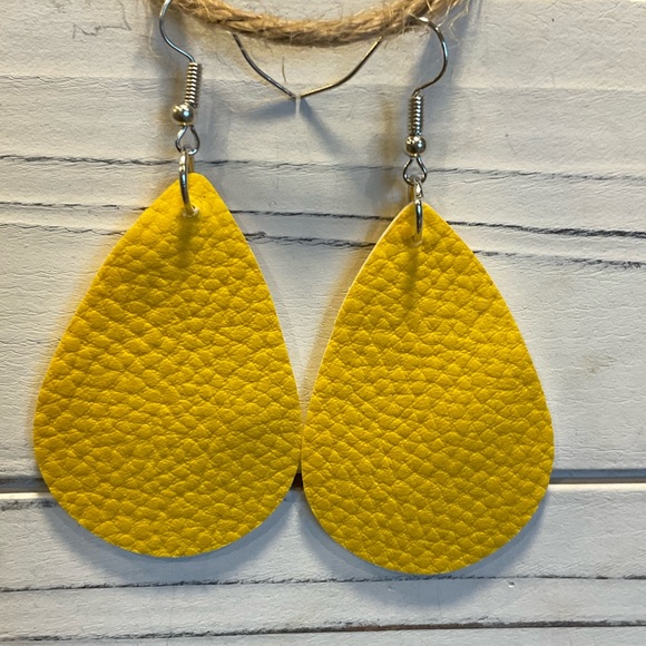 Jewelry - 2 FOR $25 Woman's Yellow Leather Dangle Drop Earrings